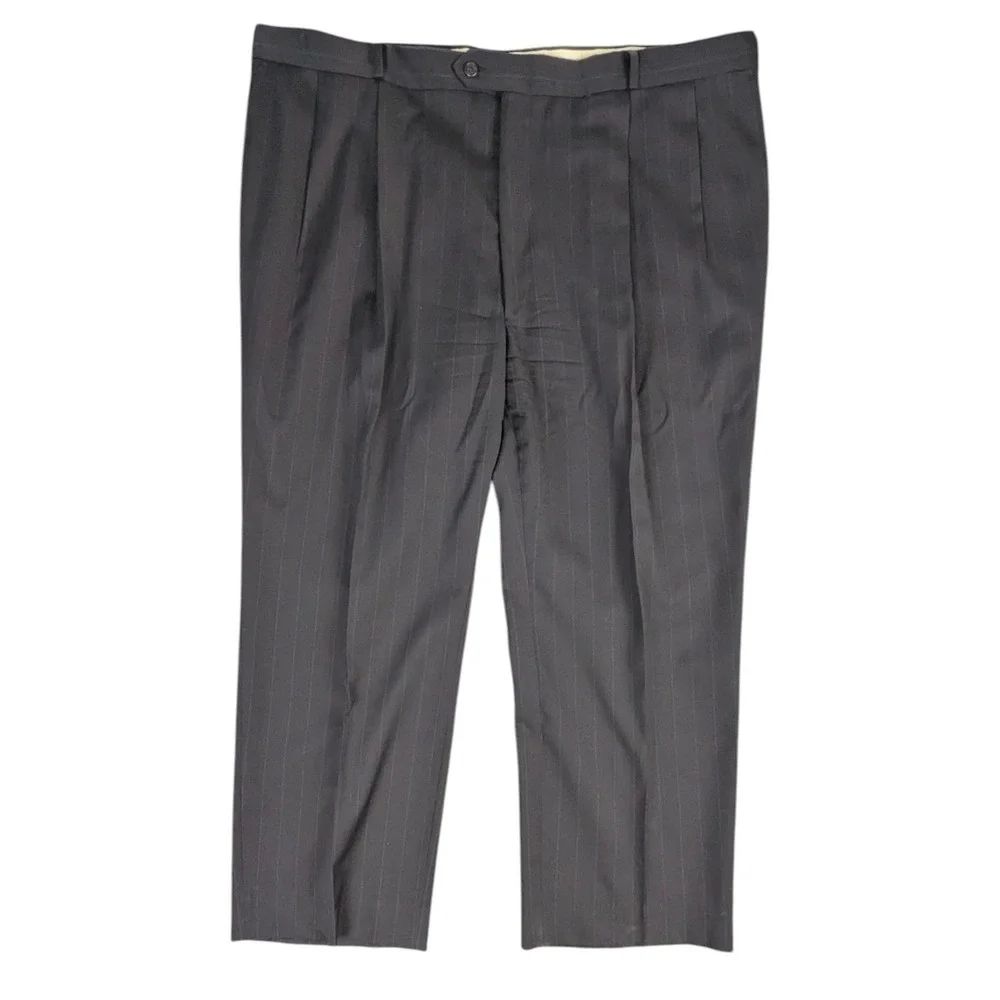 Botany 500 Couture Mens 52R Pinstripe Suit Charcoal Gray Wool Blend 2-Piece USA
